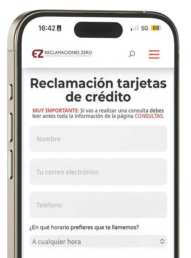 Formulario de reclamación de tarjetas de crédito revolving